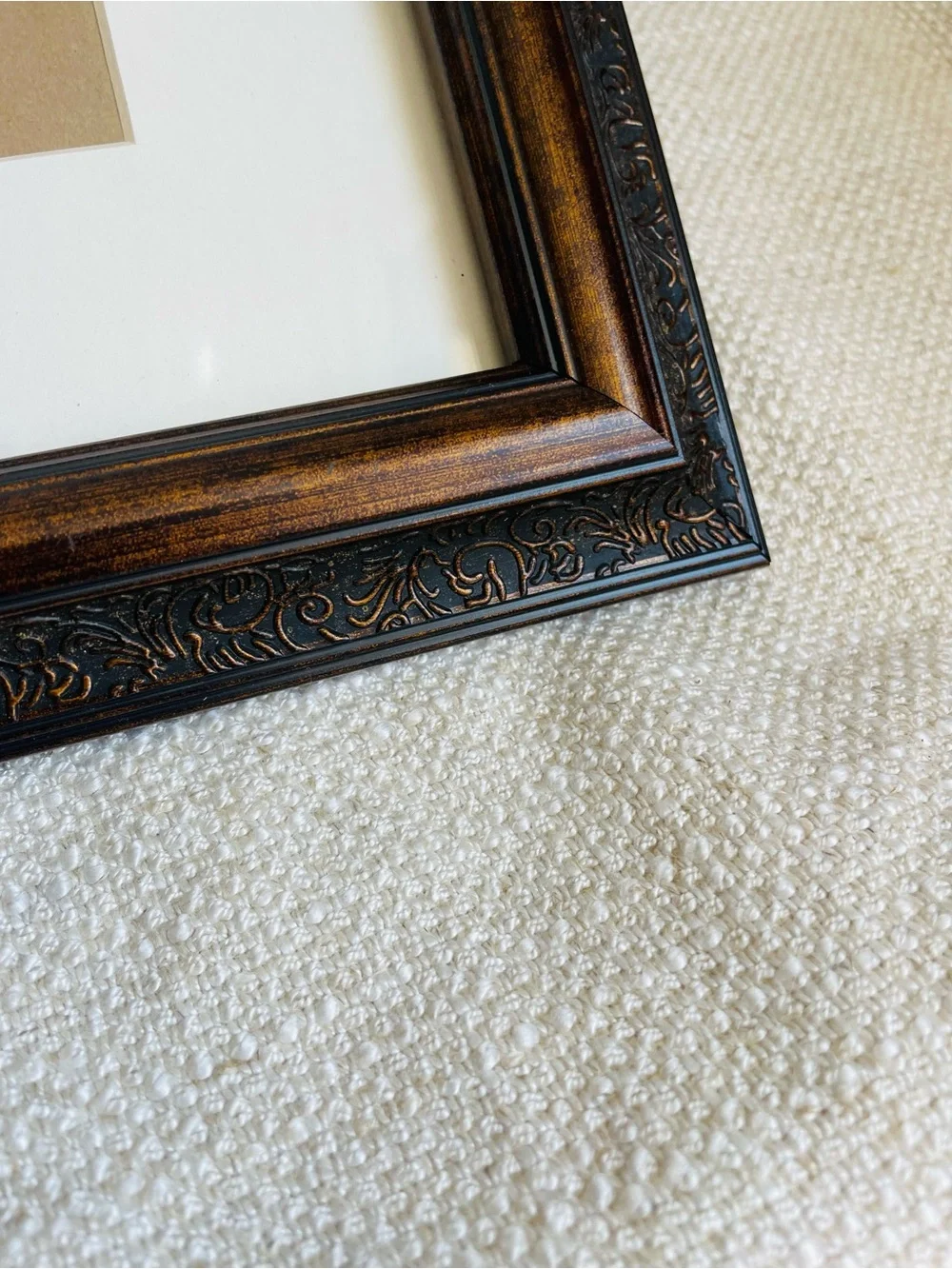 Vintage Classic Ornate Brown Picture Frame with White Mat Fits 8x10